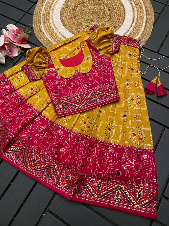 AJD Patola Foil Print Girls Wear Lehenga For Kids Wholesale Price In Surat